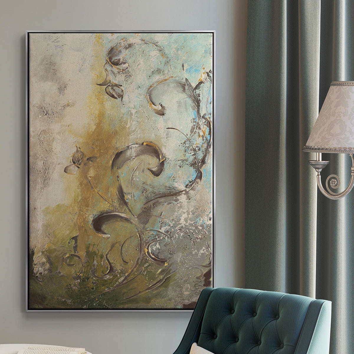Enchanted Garden I Framed Premium Gallery Wrapped Canvas - Ready to Hang - 25 x 37 - Silver Floating Frame