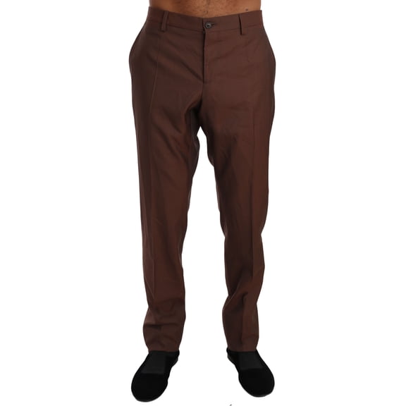 Dolce & Gabbana Brown Wool Silk Formal Trousers Pants