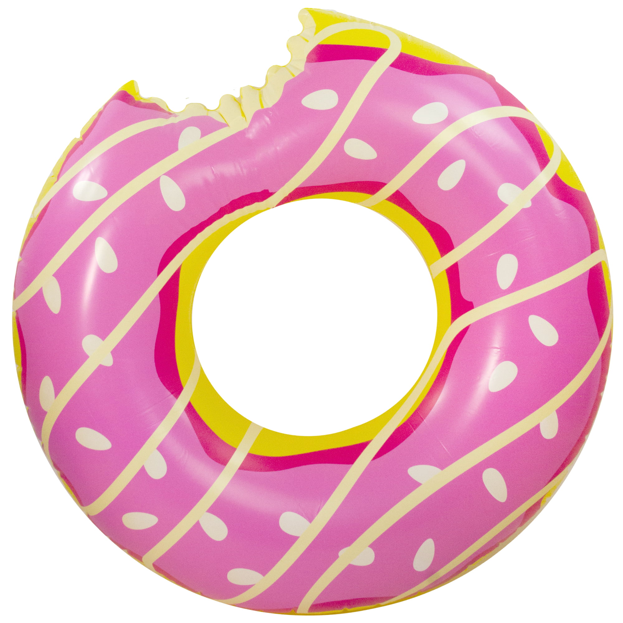 120cm Giant Inflatable Donut Pool Float Raft Swimming Tube Ring for Adults and Kids Strawberry AMH 4ft Patch kit Include