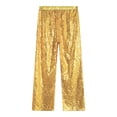 thumbnail image 6 of Jhaoyu Kids Girls Glitter Sequin Elastic Waist Bell Bottom Pants Hip Hop Performance Disco Party Gold 10, 6 of 7