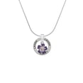 thumbnail image 2 of Delight Jewelry Silvertone Purple and White African Violet Flower Laugh Ring Charm Necklace, 18", 2 of 4