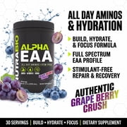 NutraBio Alpha EAA - All-Day Aminos - Recovery, Energy, Focus, and Hydration Supplement - Full Spectrum EAA BCAA Matrix, Electrolytes, Nootropics, Coconut Water - 30 Servings - Grape Berry Crush