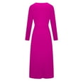 thumbnail image 5 of Aueoeo Plus size dresses for wedding guest, Fashion Women Sexy Casual Buttocks V-Neck Solid Slimming Long Leeve Dress, 5 of 8