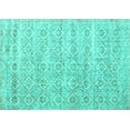 thumbnail image 1 of Ahgly Company Machine Washable Indoor Rectangle Persian Turquoise Blue Traditional Area Rugs, 3' x 5', 1 of 4