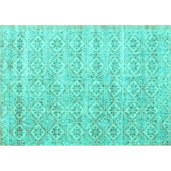 Ahgly Company Machine Washable Indoor Rectangle Persian Turquoise Blue Traditional Area Rugs, 3' x 5'
