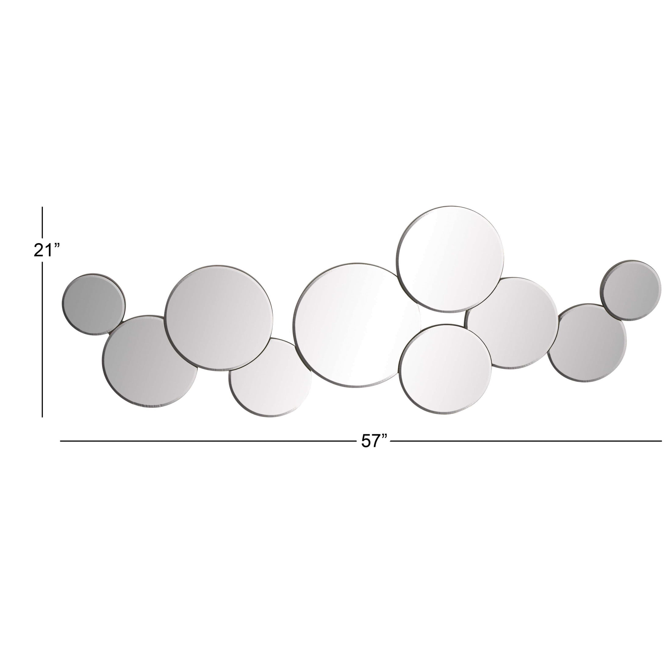 DecMode 57" x 20" Silver Bubble Cluster Wall Mirror