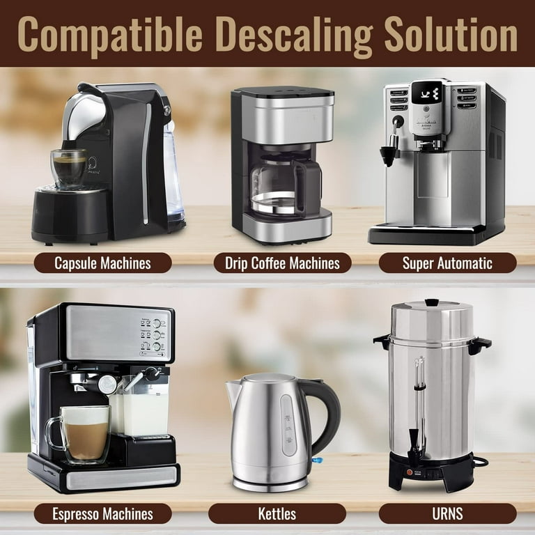 Coffee Machine Descaler Descaling Solution Made in the USA 2 Uses Per Bottle Universal Cleaning Descaler for Keurig Nespresso Breville Delonghi