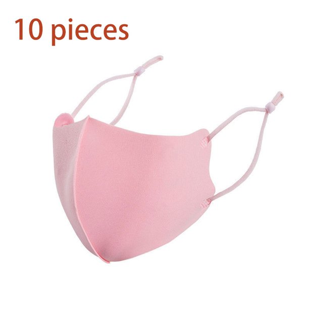 Máscara de algodón de seda de hielo tejida, a prueba de polvo, lavada con agua, máscara de protección solar de seda de hielo, máscara de tela transpirable para hombres y mujeres (rosa)
