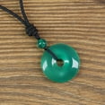 thumbnail image 5 of COAI Ping'an Kou Donut Green Agate Stone Pendant Necklace for Men Women, 5 of 6