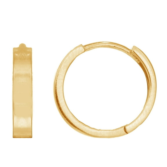 Ritastephens 10K Real Yellow Gold Square Tubular Huggie Hoops - Unisex Single Earring, 2mmx11mm Adults