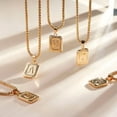 thumbnail image 3 of TURANDOSS Layered Initial Necklaces for Women 14K Gold Plated Layering Snake Choker Necklace Paperclip Chain Square Pendant Letter Necklaces for Women, 3 of 7