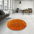 thumbnail image 3 of Ahgly Company Indoor Square Mid-Century Modern Neon Orange Oriental Area Rugs, 8' Square, 3 of 6