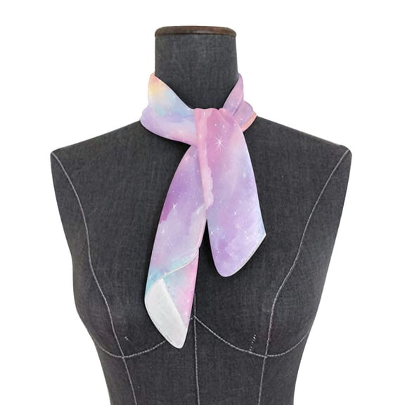 Square Scarf 24x24 Inch Pastel Starry Dreamscape Silky Satin Sun Protection Neck Scarf for Women Multi-Purpose Head Wrap Bandana for Hair Bag Decoration