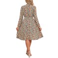 thumbnail image 3 of Vestido midi vintage de flores con cinturón y mangas largas de gasa para mujer Allegra K, azul y amarillo, 3 of 6