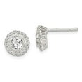 thumbnail image 2 of Sterling Silver Cubic Zirconia Halo Post Stud Earrings, 2 of 5