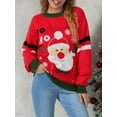 thumbnail image 3 of SUNSIOM Pull de Noël pour Femmes Tricoté Patchwork Jacquard Manches Longues Automne Hiver Col Rond Ample, 3 of 6