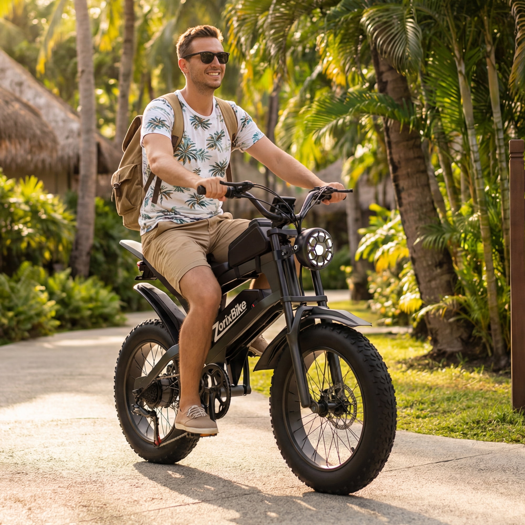 ZorixBike R8mini Peak 1500W Adult Electric Bicycle, 48V 15Ah Battery, 20 Inch x 4 Inch Fat Tires, Full Suspension, 7-Speed Gear, Electric Mountain Bike, UL2849