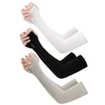 thumbnail image 2 of pares de protectores solares para brazos y codos, mangas largas de seda fría para protección (negro, gris y blanco), 2 of 8
