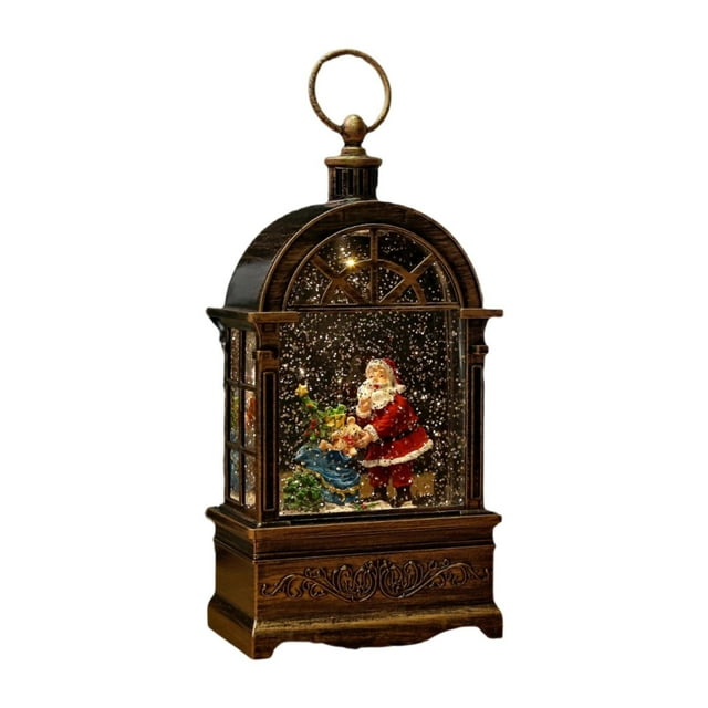 Caja de música navideña, centro de mesa, farol, escena navideña, manualidades, luz, estatua de escritorio, iluminación navideña para interior y hogar A