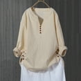 thumbnail image 2 of gakvbuo Plus Size Pullover Sweaters For Women Long Sleeve Sweatshirts Fall Tunic Tops Women Casual Cotton And Linen Long Sleeve V-Neck Solid Loose Tops Blouses, 2 of 6