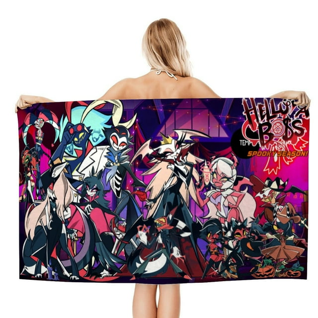 Helluva Boss Toalla de playa de secado rápido con diseño temático, regalo para mujeres y niñas, ideal para cumpleaños, fans, amantes de la música, uso en la playa o al aire libre, 78 × 150 cm