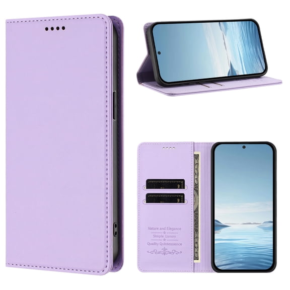 Dteck Wallet Case for Motorola Edge 2025, Flip Strong Magnetic Cover RFID Blocking Credit Card Holder Kickstand Shock-Absorbent Case,Light Purple