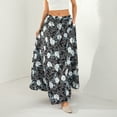 thumbnail image 2 of Douhoow Women Flowy Long Skirts Vintage Floral Print High Waist Swing Skirt with Pockets, 2 of 9