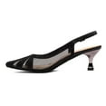 thumbnail image 2 of XYD Women Chic Mesh Rhinestone Studs Pointed Toe Pumps Kitten Low Heels Slingback Party Shoes Size 7.5 Black, 2 of 4