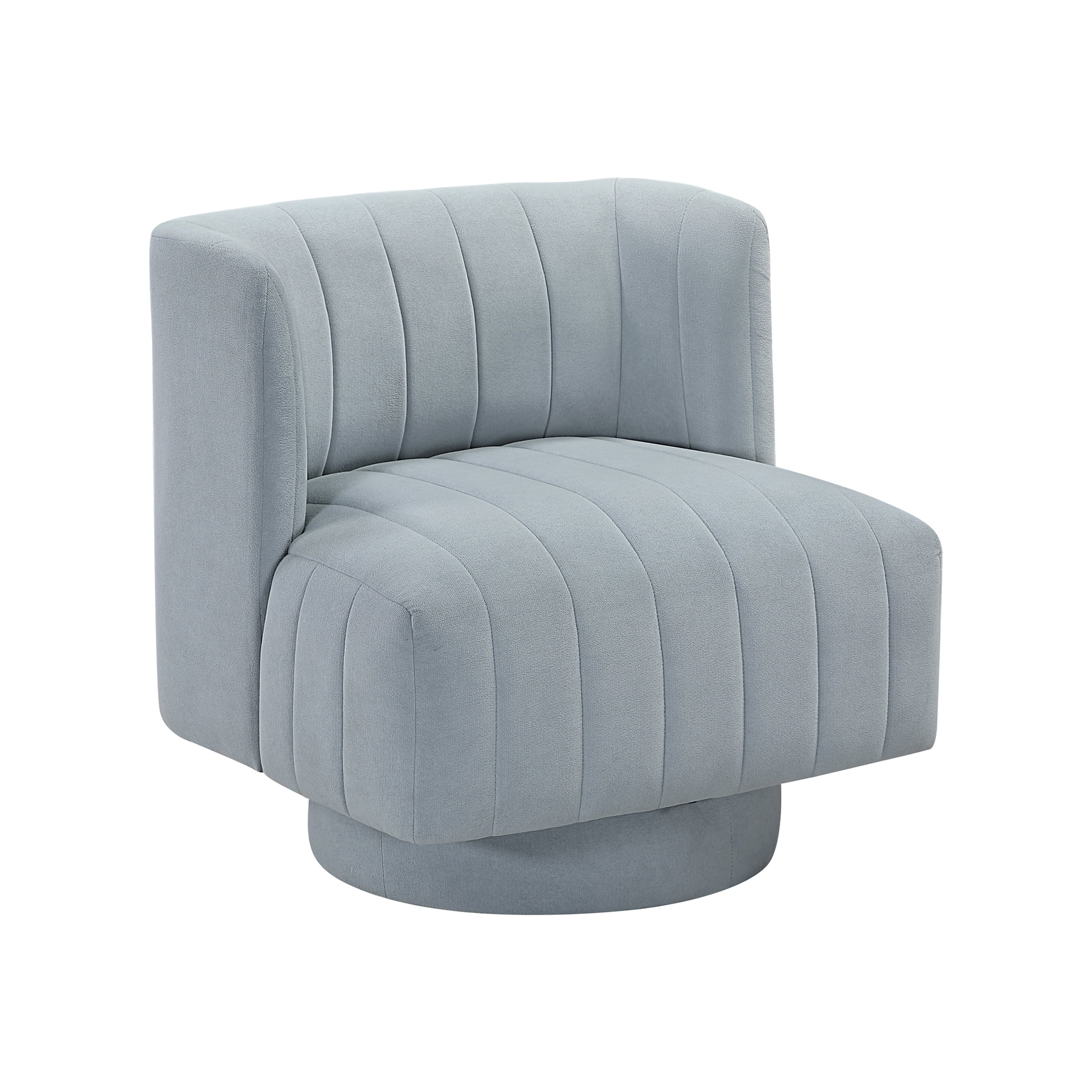 OakvillePark Glynworth Textured Fabric Chennel Tufted Swivel Chair, Aqua Blue