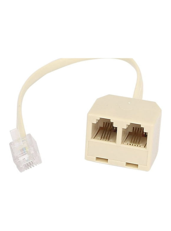 uxcell RJ11 6P4C 1 Male to 2 Female Telephone Line Splitter Connector Beige