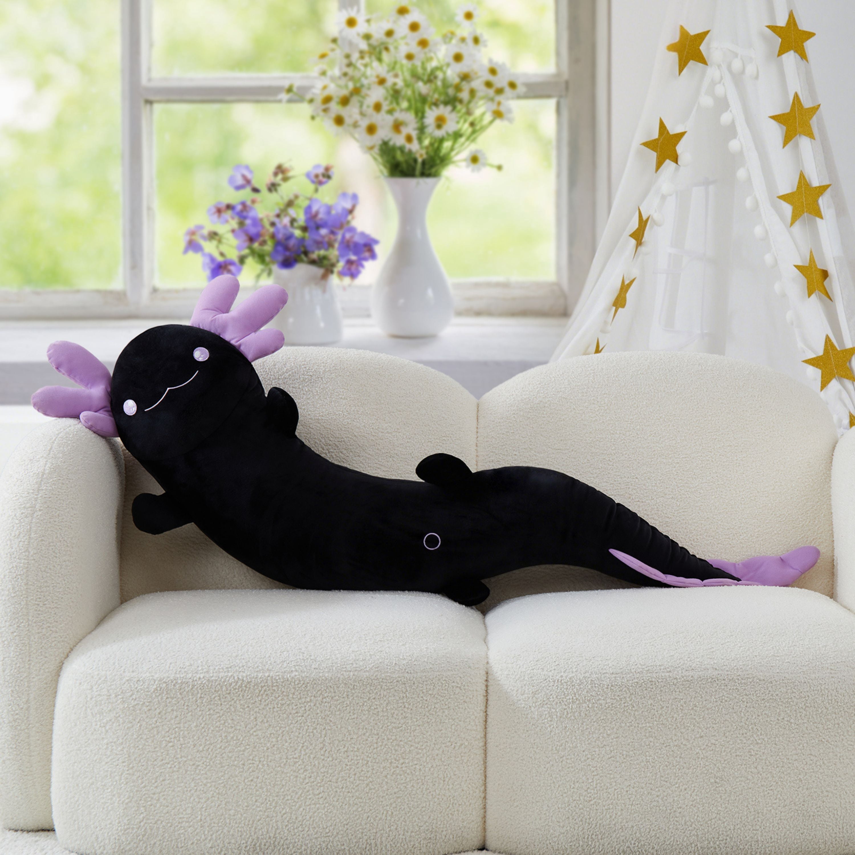 Tezituor 48" Axolotl Stuffed Animal Giant Stuffed Axolotl Glow in The Dark Plush Toy