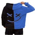 thumbnail image 3 of PENGXIANG Unisexe Sweat-Shirt Sweat à Capuche Heureux Sourire Visage Impression Hommes Patchwork Sweat à Capuche Femmes à Manches Longues Pull Pull Rouge M, 3 of 6