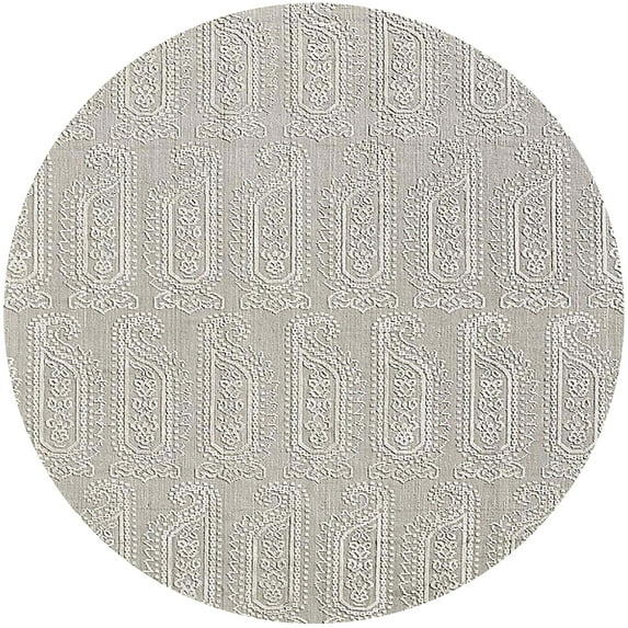 Ahgly Company Indoor Round Mid-Century Modern Ash White Beige Solid Area Rugs, 3' Round