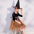 thumbnail image 2 of Disfraz de bruja para niña, disfraz de actuación, vestido de princesa cosplay de bruja para niños de Halloween (adecuado para una altura de 130-145 cm) Sincero Electrónica, 2 of 5