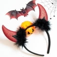 thumbnail image 4 of Diadema con cuernos de diablo con purpurina, disfraz de diablo con cuernos de diablo rojo para mujeres, hombres y niñas, diadema para disfraz de Halloween (negro y rojo), 4 of 4