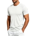 thumbnail image 3 of sdhkgrrt Plus Size Men Summer Round Neck Short Sleeve T-Shirts Casual Solid Basics Tee Tops Loose Fit Everyday Wear, White XL, 3 of 8