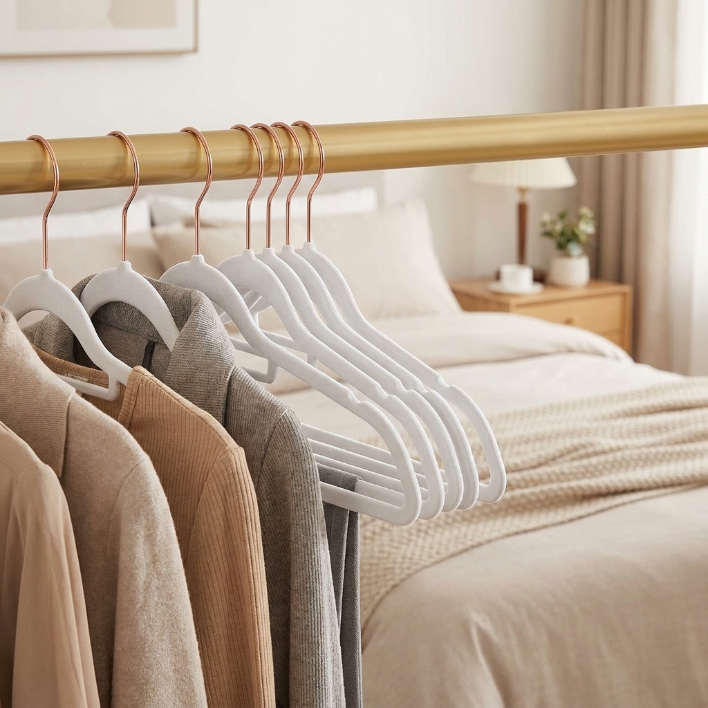 Ledrem 50-Count Cloud White Velvet Hangers, Space Saving