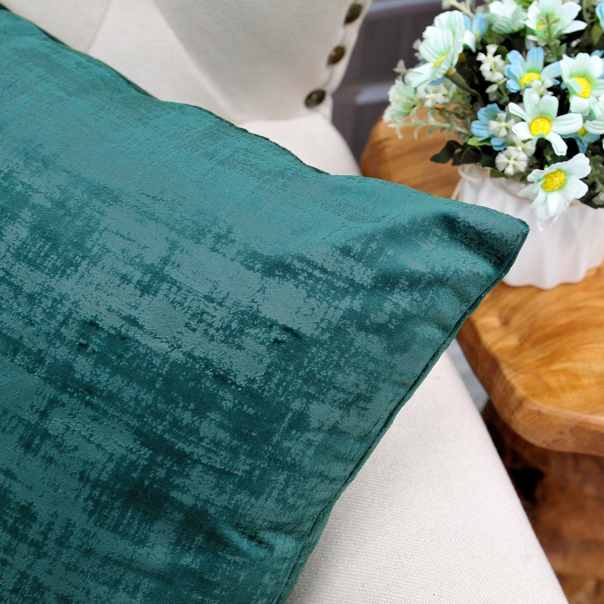 Home Soft Things Textured Velvet 4 Piece Throw Pillow Cover Set - Deep Teal - 20" x 20"