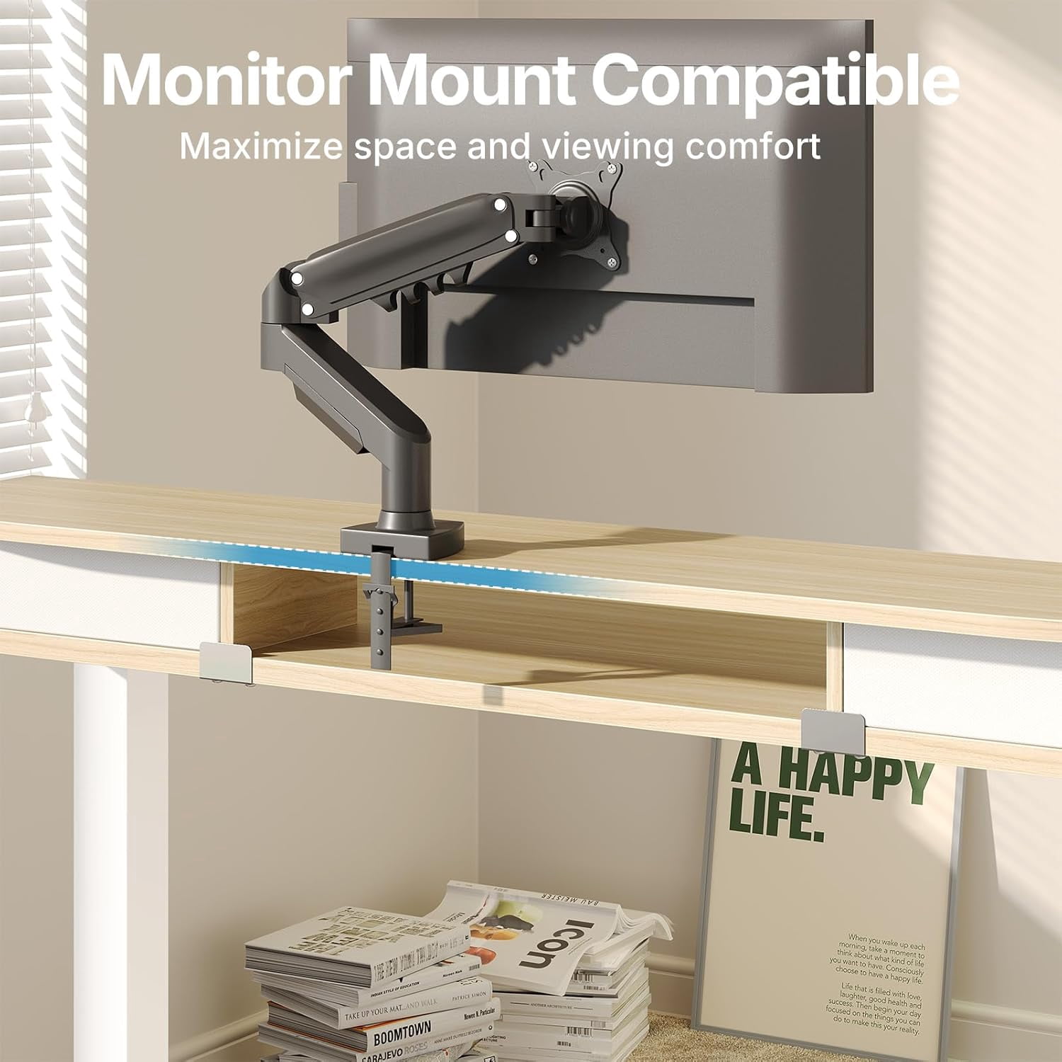 48 x 24 Inch Small Electric Standing Desk with 2 Drawers, Height Adjustable Sit Stand Desk with 4 Memory Settings, Light Walnut