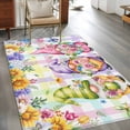 thumbnail image 2 of Watercolor Floral Gnomes Area Rugs 4'x6', Washable Small Throw Rugs for Office Bathroom, Spring Flowers Butterflies Grid Indoor Outdoor Rug Non-Slip Low Pile Carpet Runner Reversible Floor Mats, 2 of 8