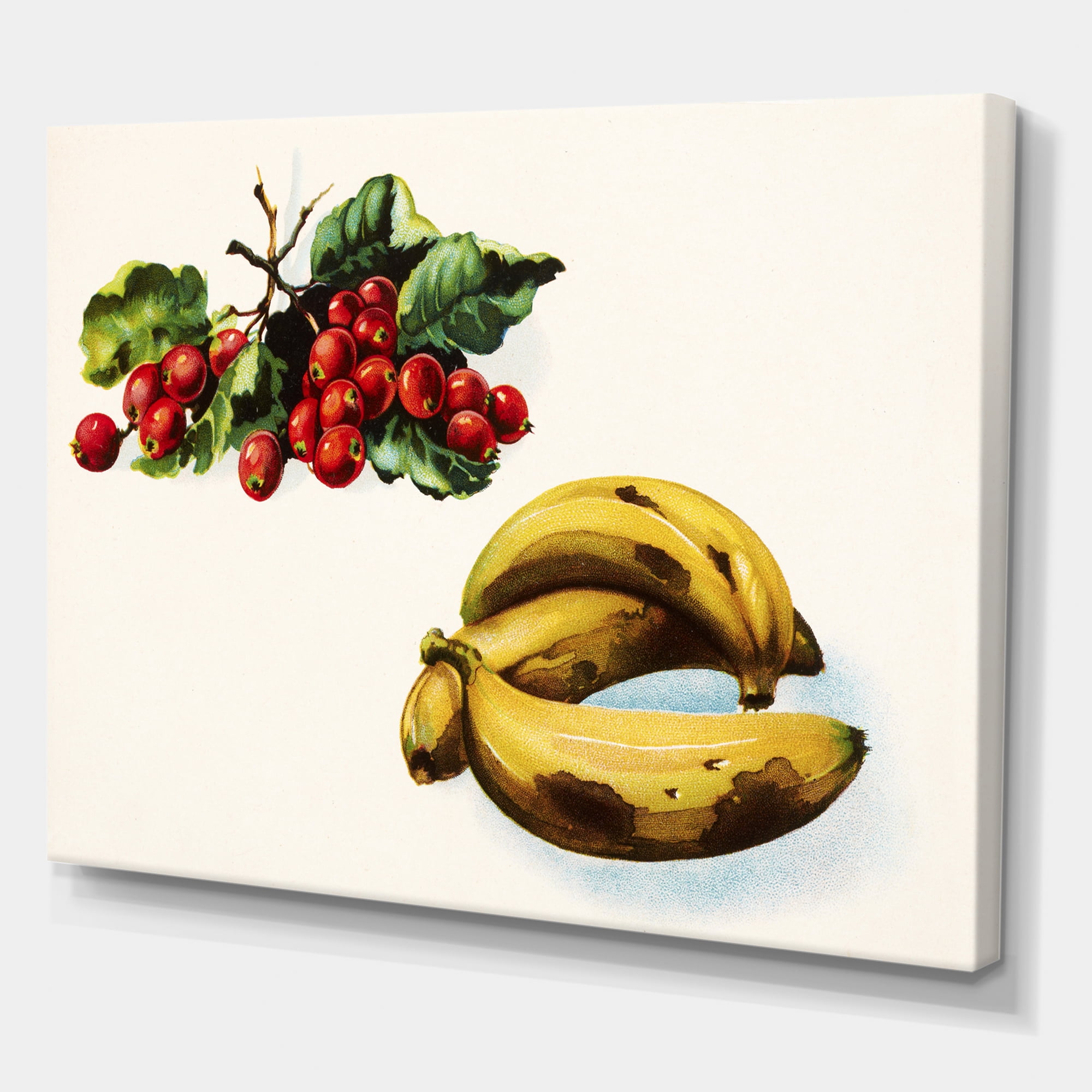 Designart ' Red Berries and Banana ' Farmhouse Canvas Wall Art Print