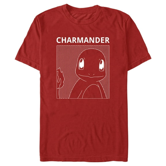 Men's Pokemon Charmander Line Art  Graphic Tee Red Medium