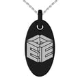thumbnail image 1 of Stainless Steel Letter E Initial 3D Cube Box Monogram Engraved Small Oval Charm Pendant Necklace, 1 of 1
