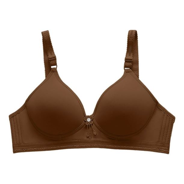 Aayomet Womens Sports Bras Sexy Gathering No Steel Ring Comfortable Thin  Underwear Middle and Elderly Bra (Brown, 42)