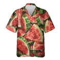 thumbnail image 3 of Camisa hawaiana con estampado de sandía para hombre, blusas con estampado 3D de frutas tropicales, blusas casuales de verano con botones, camisas Aloha de manga corta, 3 of 4