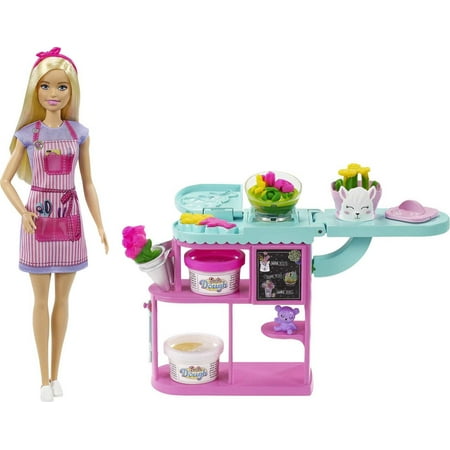 Barbie Florist Doll & Playset with Flower-Making Station  Molds  Dough & Accessories  Blonde Doll