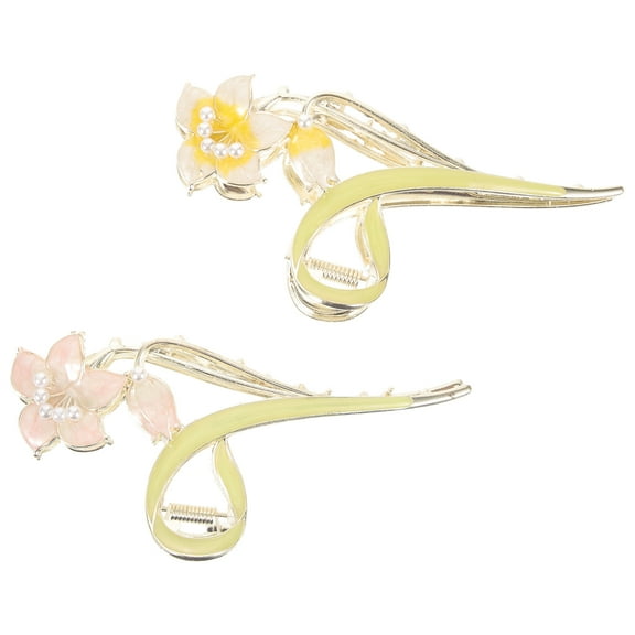 LABSERRON 2Pcs Nonslip Flower Claw Clips Lily Flower Shape Comfortable for Exercise and Everyday Use 4.52X2.16X0.98in