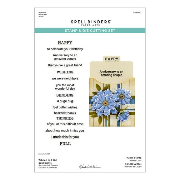 Spellbinders Clear Stamp & Die Set by Wendy Vecchi-Tabbed Classics, Tabbed In&Out Sentiment