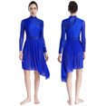 thumbnail image 3 of Vestido de baile lírico de Ballet con lentejuelas brillantes para mujer, cuello simulado, manga larga, dobladillo Irregular, vestidos de patinaje artístico gimnástico, disfraces, 3 of 5