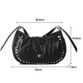 thumbnail image 2 of Bolso de mano, bolso de hombro, bolso de mano de piel sintética, bolso de mano con cadena y remaches, color negro, 2 of 5